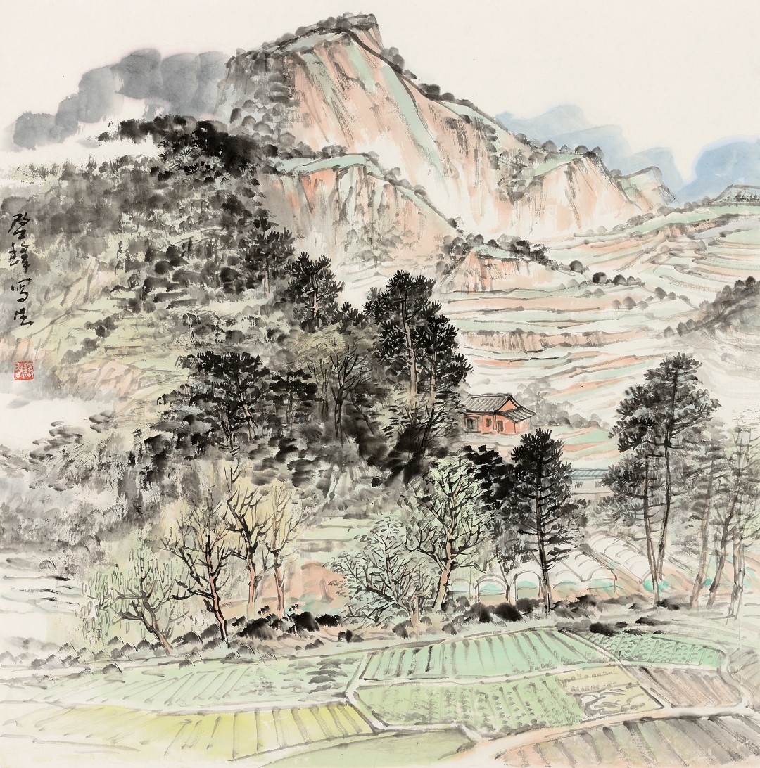 张启峰《风景写生》 中国画68cmX68cm.jpg