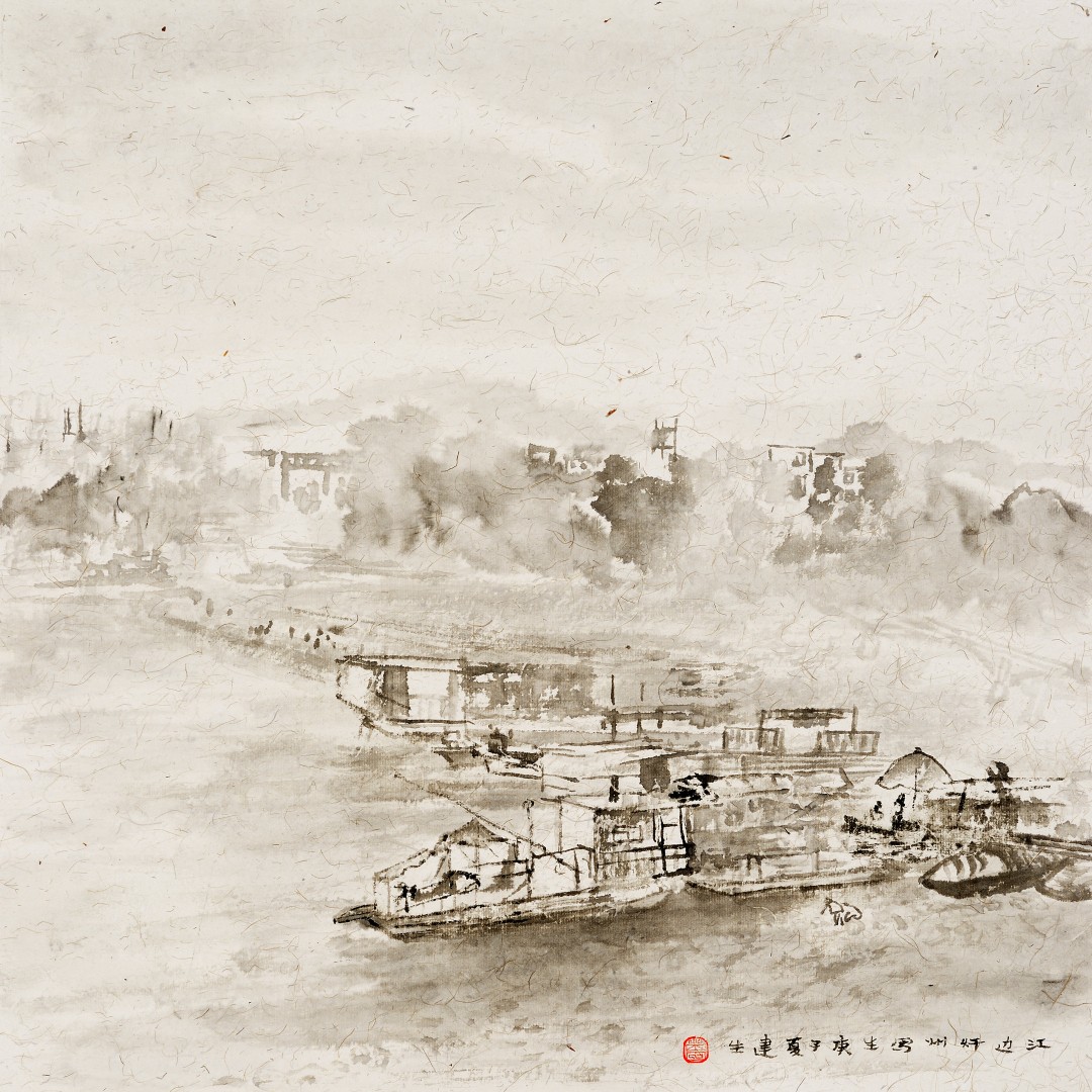 曾建生《江边》 中国画43cmX43cm.jpg