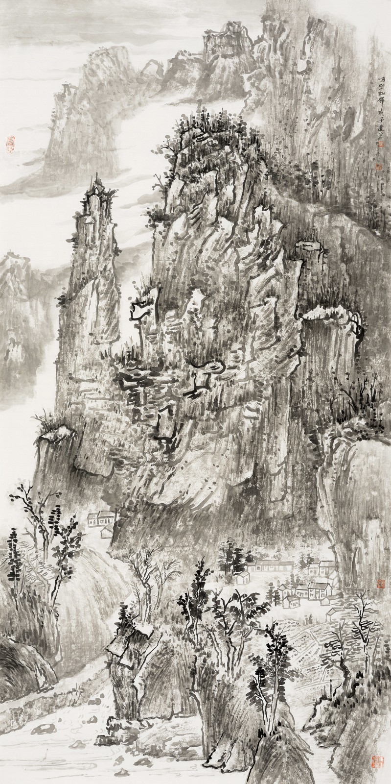 曾建生《峭壁如屏》 中国画137cmX69cm.jpg