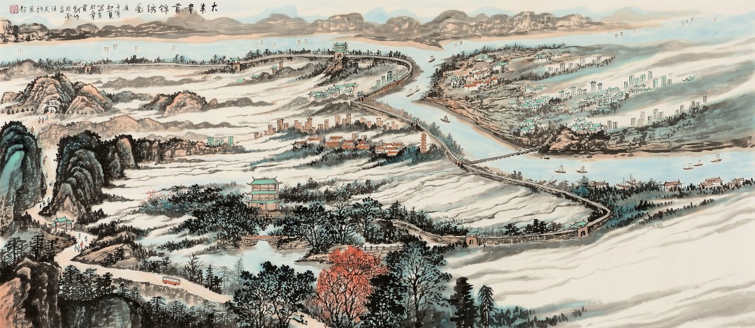 汪天行《大美章贡锦绣图》 中国画180cmX78cm.jpg