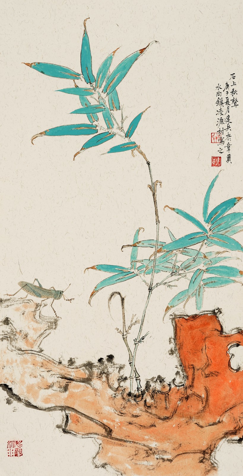 杨建兵《石上秋声》 中国画65cmX33cm.jpg