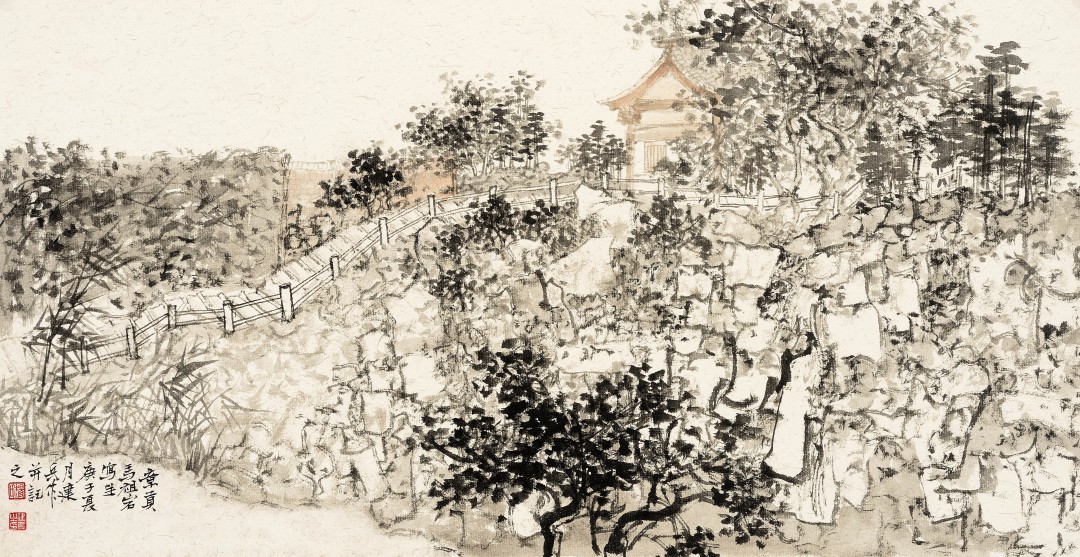 杨建兵《章贡马祖岩写生》 中国画33cmX65cm.jpg