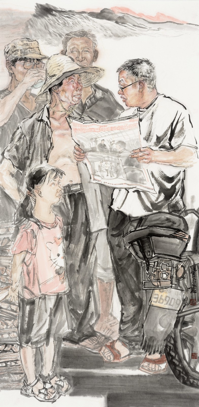 索启 《人物写生》 中国画139cmX69cm.jpg