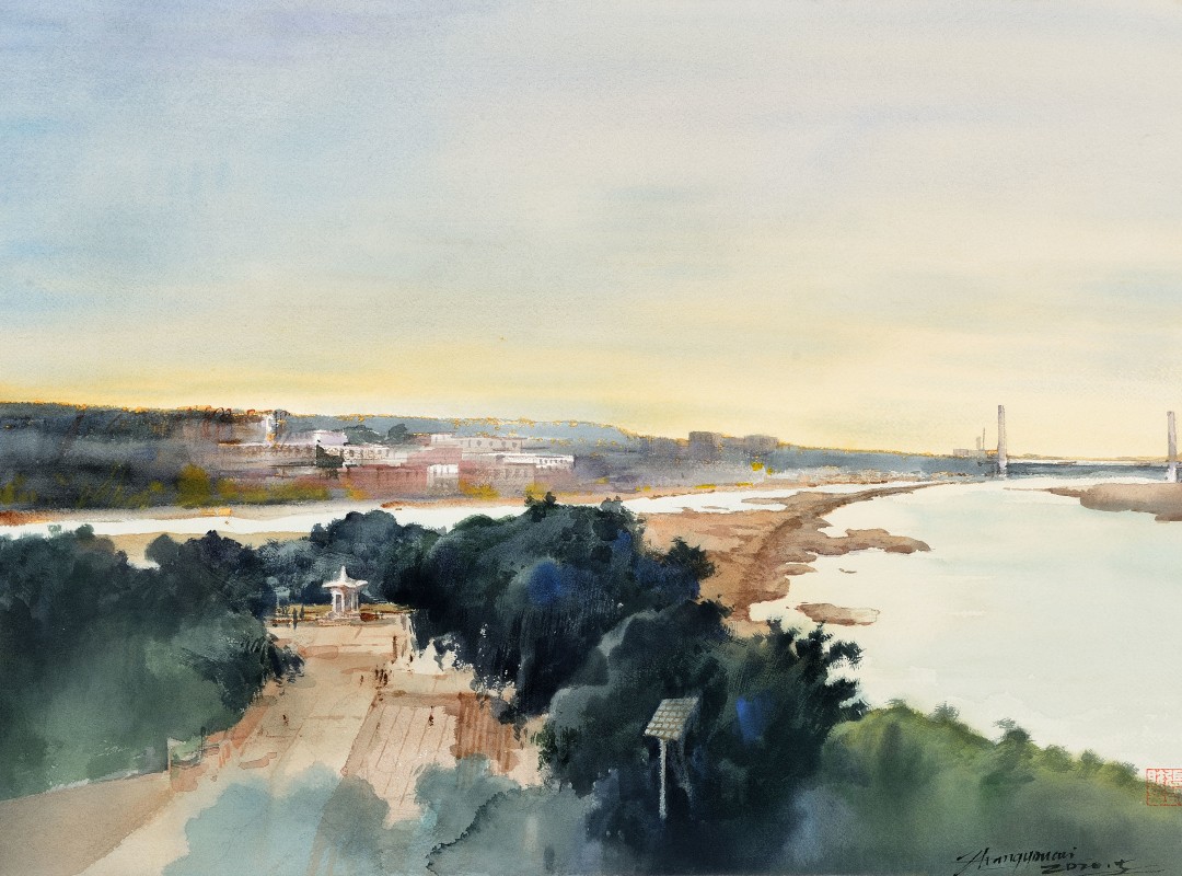 张有财 《风景写生》 水彩画46.5cmX63cm.jpg