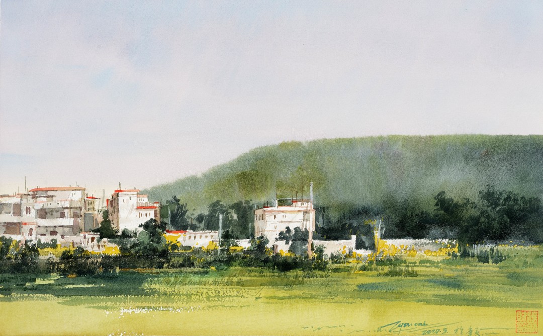 张有财 《风景写生》 水彩画30cmX48cm.jpg