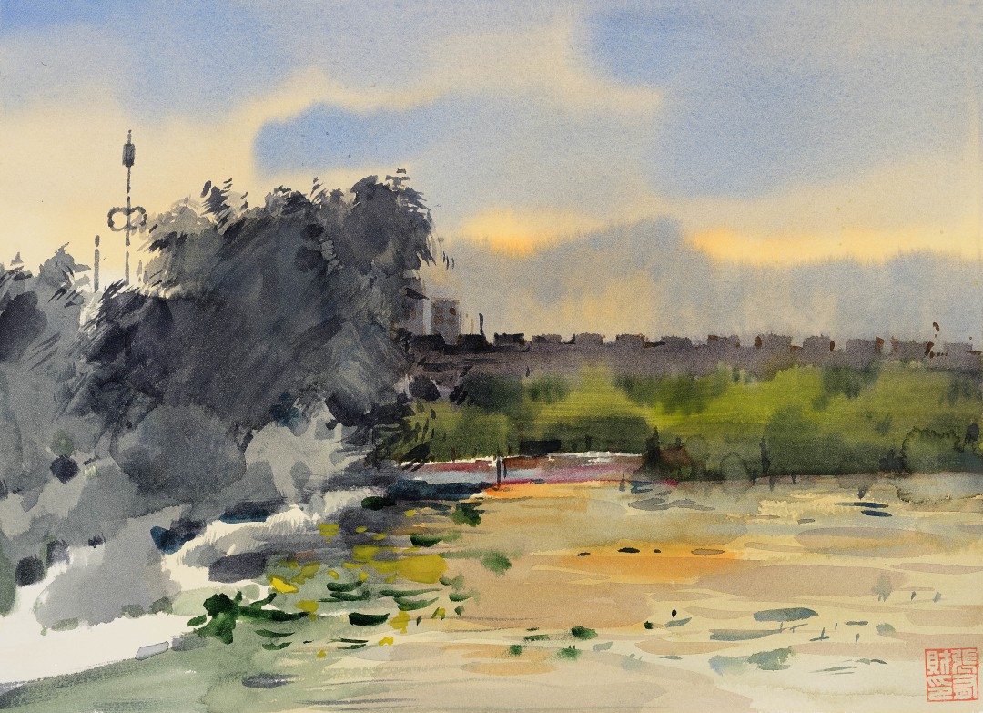 张有财 《风景写生》 水彩画27cmX37cm.jpg
