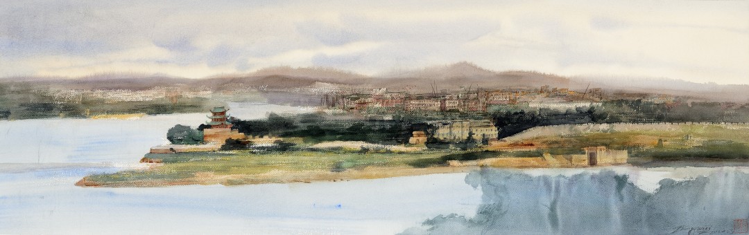 张有财 《风景写生》 水彩画34cmX107cm.jpg