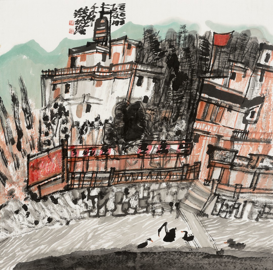 钟秋演 《乡村写生》 中国画69cmX69cm.jpg